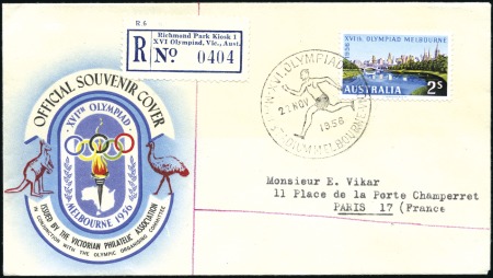 Stamp of Olympics » 1956 Melbourne REGISTERED LABEL: "Richmond Park Kiosk 1" register