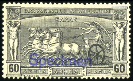 Stamp of Olympics 1896 Olympics 60l with "Specimen" overprint, mint 