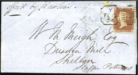 Stamp of Great Britain » 1854-70 Perforated Line Engraved ARCHER TRIAL PERF: 1854 (Feb 17) Lettersheet from 