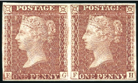 Stamp of Great Britain » 1854-70 Perforated Line Engraved 1d Red-Brown pl.25 imperforate pair from the NEAL'