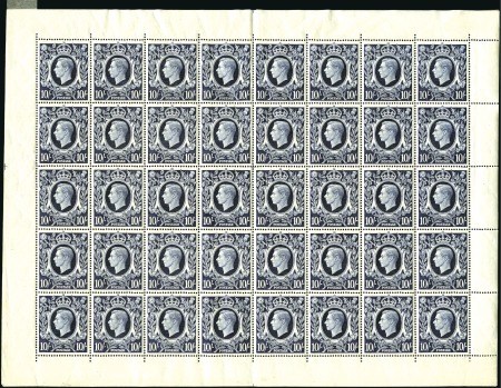 Stamp of Great Britain » King George VI 1939 10s Dark Blue complete mint nh sheet of 40 ex