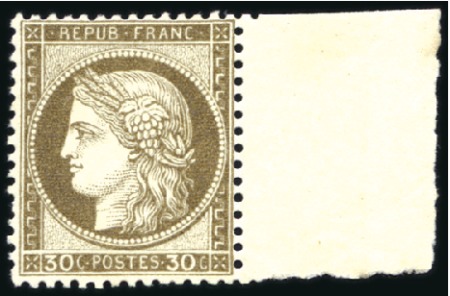 Stamp of France 1872 30c Cérès avec bdf, neuf, TB