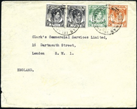 Stamp of Malaysia » Straits Settlements 1938 (Jan 26) Envelope to London bearing KGVI 1c (
