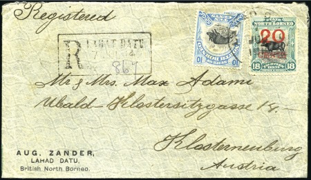 Stamp of North Borneo 1914 (Jul 7) Envelope sent registered to Austria w