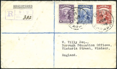 Stamp of Sarawak 1936 (Jun 17) Envelope sent registered to England 