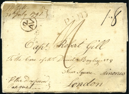 Stamp of United States 1791 (Jul 30) Entire from Philadelphia to London,