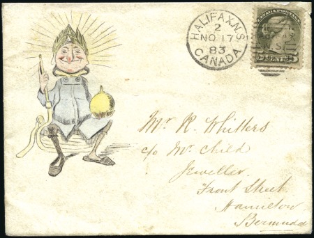 Stamp of Canada 1883 (Nov 17) Pen and watercolour illustrated enve