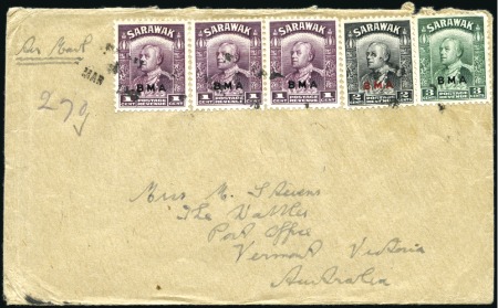 Stamp of Sarawak 1946 (Mar 1) Envelope to Australia, sent via Austr