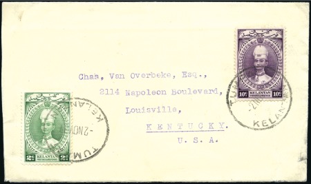 Stamp of Malaysia » Malaysian States » Kelantan 1937 (Nov 2) Envelope to USA bearing 1937 2c and 1