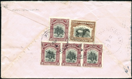 Stamp of North Borneo 1930 (Jan 9) Envelope to Sandakan franked on rever