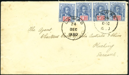 Stamp of Sarawak 1930 (Dec 24) Envelope to Kuching bearing four 192