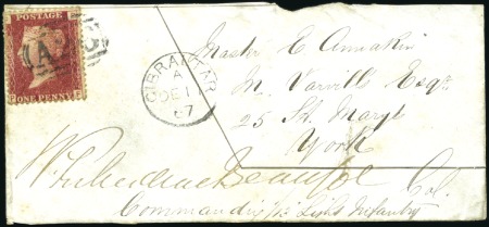 Stamp of Gibraltar 1867 (Dec 1) Front to the UK with 1858-79 1d red p