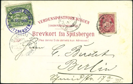 Stamp of Norway 1900 Picture postcard of Spitzbergen sent to Germa