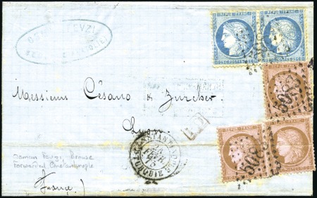 Stamp of Turkey » French Post Offices 1875 (Feb 20) Wrapper from Brouse via fowarding ag
