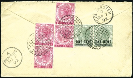 Stamp of Malaysia » Malaysian States » Penang 1892 (Aug 8) Envelope sent registered to Winch Bro