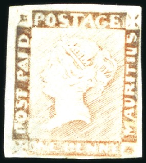 Stamp of Mauritius 1848-59 Post Paid 1d red, worn impression, pos.11,