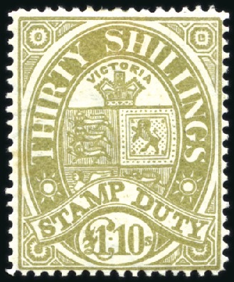 Stamp of Australia » Victoria 1884-96 Stamp Duty £1.10 pale olive, mint og, fain