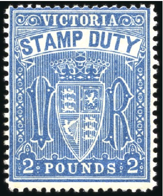 Stamp of Australia » Victoria 1884-96 Stamp Duty £2 blue, mint og (slightly tone