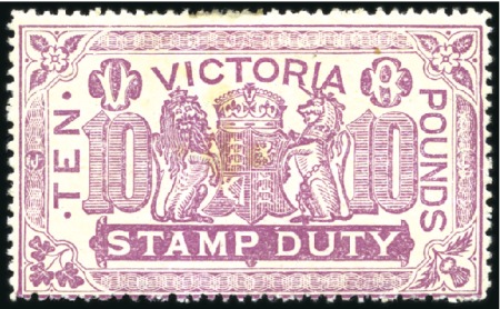 Stamp of Australia » Victoria 1886-96 Stamp Duty £10 mauve perf. 12 1/2 mint og 