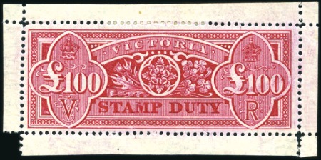 Stamp of Australia » Victoria 1886-96 Stamp Duty £100 crimson perf.12 1/2 uprigh