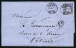 Stamp of Switzerland / Schweiz » Sitzende Helvetia Gezaehnt » Destinationen BELGIEN 1868: 40C grün und 30C ultramarin