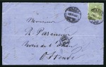 Stamp of Switzerland / Schweiz » Sitzende Helvetia Gezaehnt » Destinationen BELGIEN 1868: 40C grün und 30C ultramarin