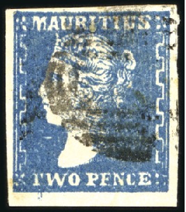 Stamp of Mauritius 1859 Dardenne 2d slate blue, good to large margins