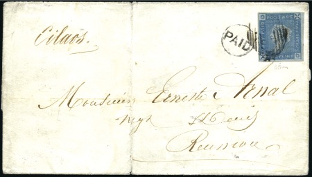 Stamp of Mauritius 1859 (Aug 19) Wrapper to Reunion with Lapirot 2d b