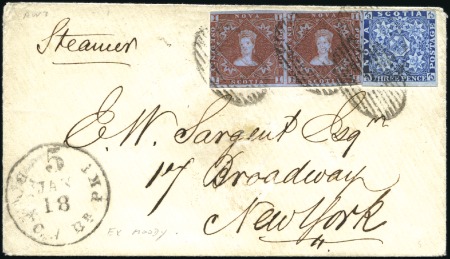 Stamp of Canada » Nova Scotia 1858 (Jan 14) Envelope "per Steamer" to the USA wi