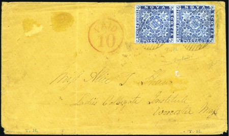 Stamp of Canada » Nova Scotia 1858 (Feb 20) Envelope from Kentville sent overlan
