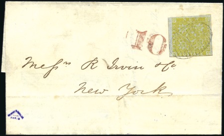 Stamp of Canada » New Brunswick 1854 (Apr 27) Wrapper to the USA with 1851-60 6d o