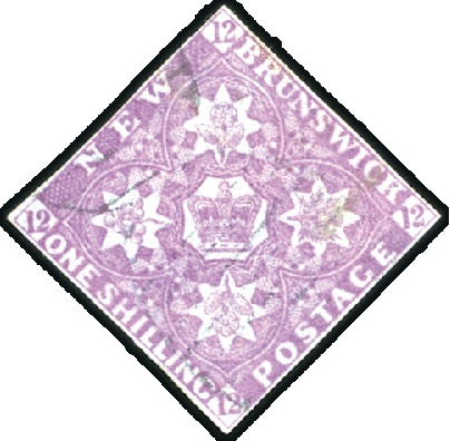 Stamp of Canada » New Brunswick 1851-60 1s Reddish Mauve used, close to fine margi