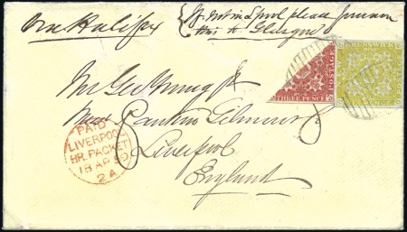 Stamp of Canada » New Brunswick 1859 Envelope to England with 1851-60 3s dull red 