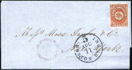 Stamp of Canada » Newfoundland 1859 (Aug 2) Wrapper from St. Johns to the USA wit