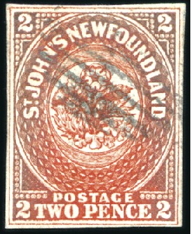 Stamp of Canada » Newfoundland 1857-64 2d Scarlet-Vermilion used, fine to good ma