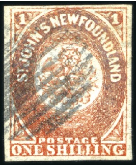 Stamp of Canada » Newfoundland 1860 1s Orange-Vermilion used, fine to good margin