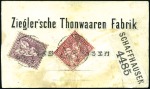 Stamp of Switzerland / Schweiz » Sitzende Helvetia Gezaehnt » Frankaturen 1Fr golden zusammen mit 50C lila und 10C rot
