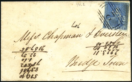 Stamp of Barbados 1854 & 1855 Pair of covers with 1854 (May 2) envel