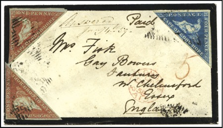 Stamp of South Africa » Cape of Good Hope 1858 (Nov 18) Mourning envelope to England with tw