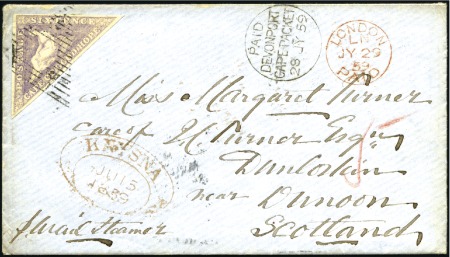 Stamp of South Africa » Cape of Good Hope 1859 (Jun 15) Envelope (with contents) from Knysna
