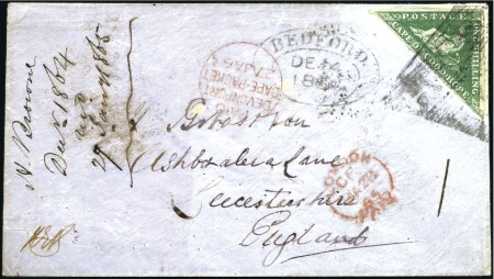 Stamp of South Africa » Cape of Good Hope 1864 (Dec 14) Envelope from Bedford to England wit
