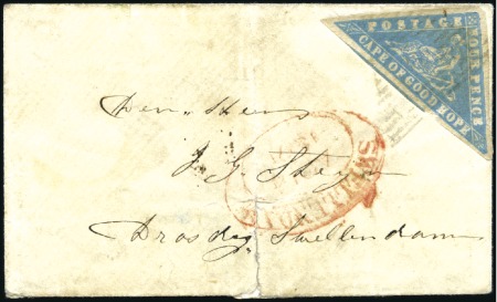 Stamp of South Africa » Cape of Good Hope 1861 (Apr 8) Envelope from Burghersdorf to Swellen