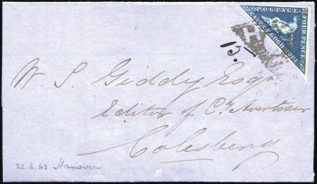Stamp of South Africa » Cape of Good Hope 1863 (Jun 23) Wrapper from Hanover to Colesberg wi