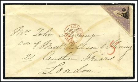 Stamp of South Africa » Cape of Good Hope 1859 (Nov 19) Mourning envelope to England with 18