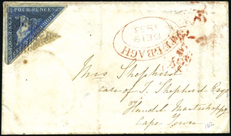 Stamp of South Africa » Cape of Good Hope 1853 (Dec 19) Envelope from Tulbagh to Cape Town w