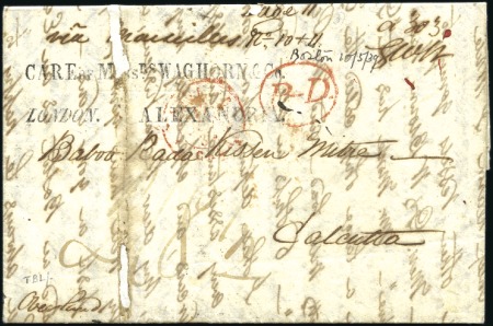 Stamp of Egypt » Early Letters 1839 (May 10) Entire from Boston USA to Calcutta, 