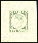 Stamp of India 1890(?) Essay reprint 2a sage green on pelure pape