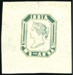 Stamp of India 1890(?) Essay reprint 2a sage green on pelure pape