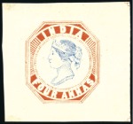 Stamp of India 1890 4a reprints incl. Spence 15 (pos.19), Spence 