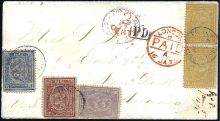 Stamp of Egypt » 1872-75 Penasson 1875 (Jan 16) Envelope from Cairo to the USA with 